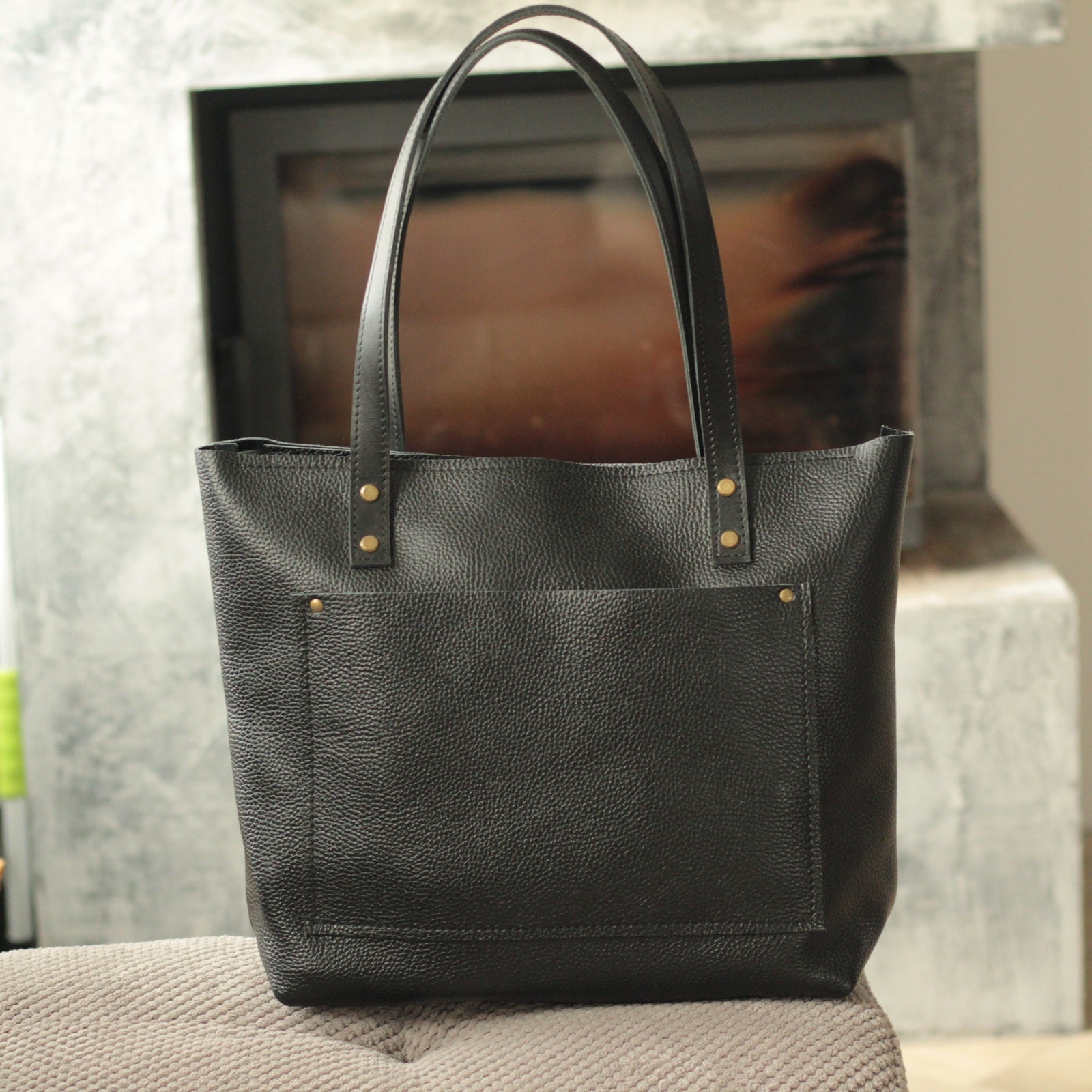  leather zip tote bag  